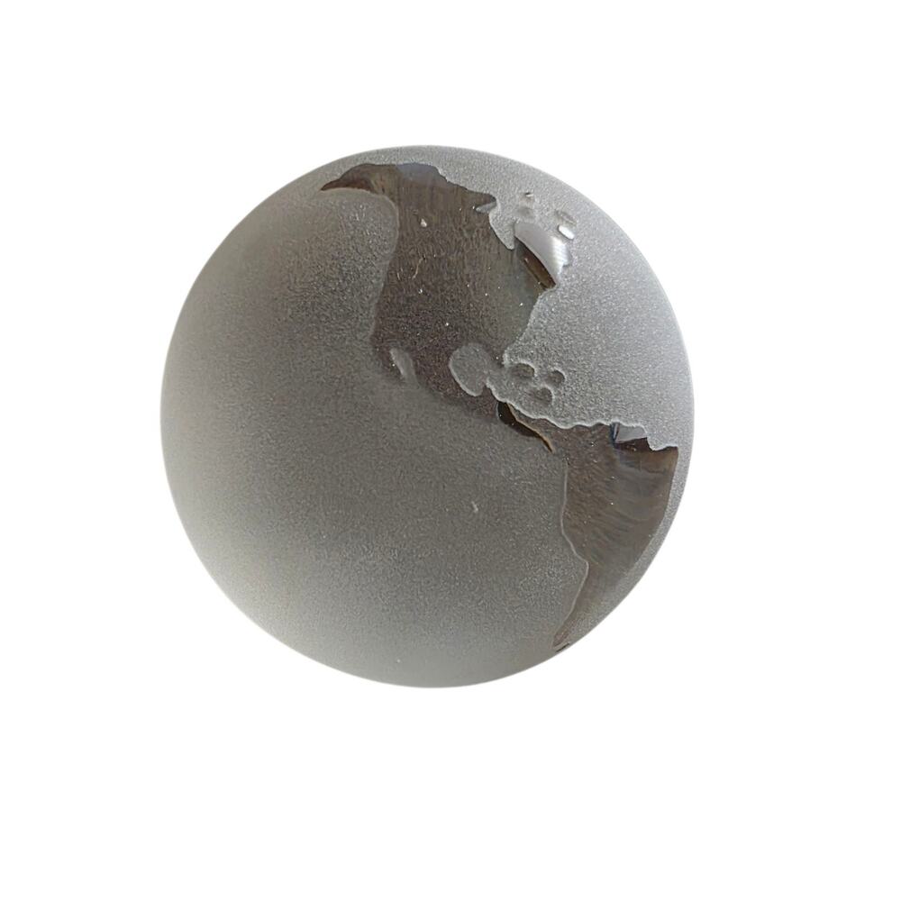 Etched Frosted Glass Globe 3.5" Paperweight – Earth Design
